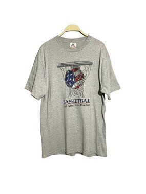 Aaa TShirt Men Size L Basketball American Tradition Sports Slam Dunk USA Flag
